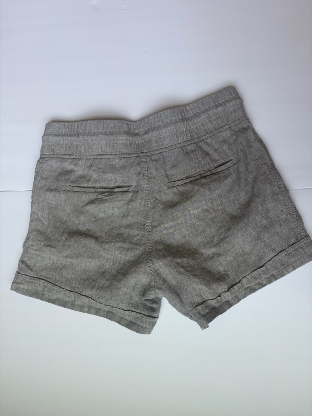Athleta 100% Linen 4" Shorts Gray 100% Linen Drawstring Size 4 - Picture 4 of 6
